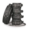 Fetish Set with Necklace and 4 Black Leather Handcuffs ET372