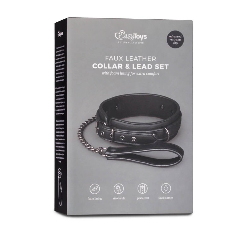 Leather collar with strap ET370