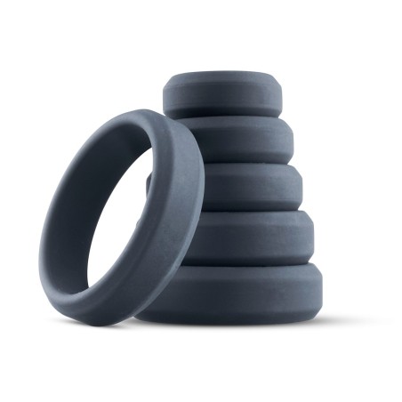 Kit 6 Flat Rings Penis Silicone Grey