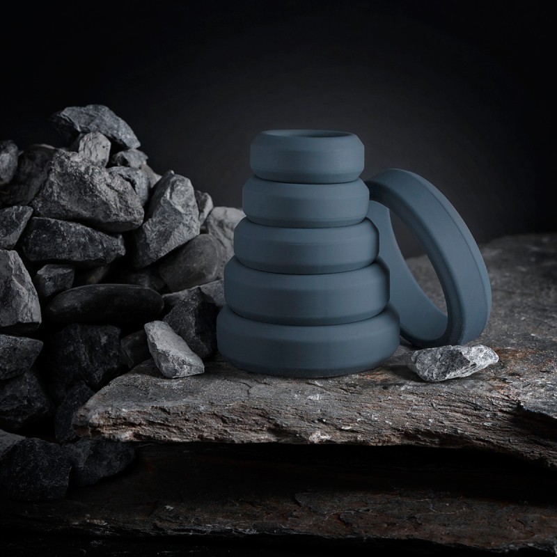Kit 6 Anillas Planas Pene Silicona Gris