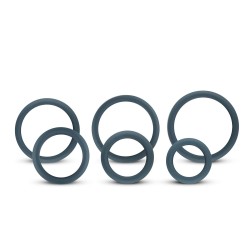 Kit 6 Anillas Planas Pene Silicona Gris