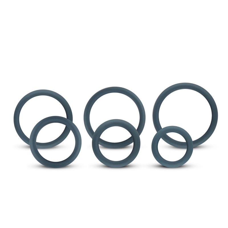 Kit 6 Flat Rings Penis Silicone Grey