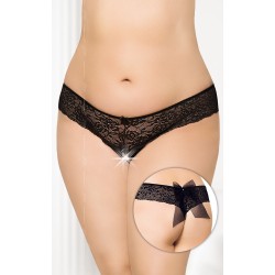 Tanga de Encaje Negro  abierto XL-XXXL 2436