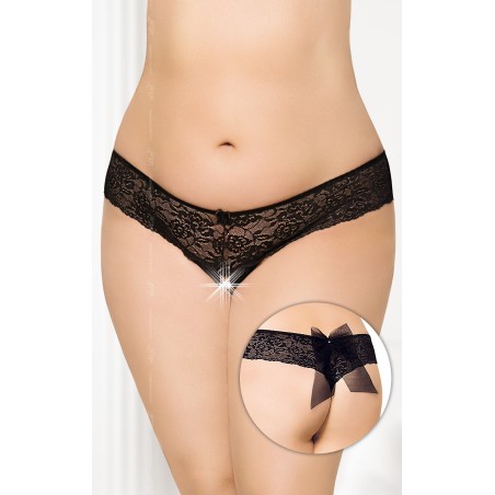Tanga de Encaje Negro  abierto XL-XXXL 2436