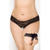 Tanga de Encaje Negro  abierto XL-XXXL 2436