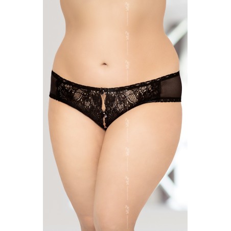 Queen Size Open Panties with Lace 2469 Black XL to XXXL