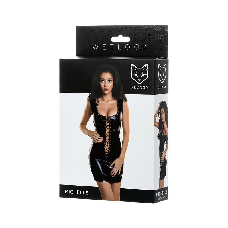 Minivestido Wetlook Negro Michelle Talla S