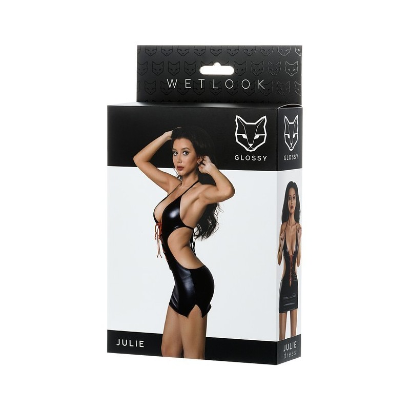 Wetlook Minidress Black-Red Julie Size L