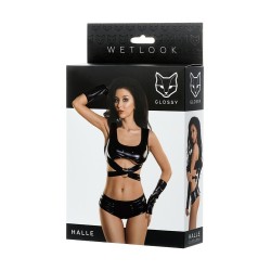 Set 3 pieces Wetlook Black Halle Size S