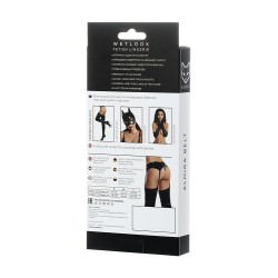 Garter and Tnga Wetlook Black Almira Size XL