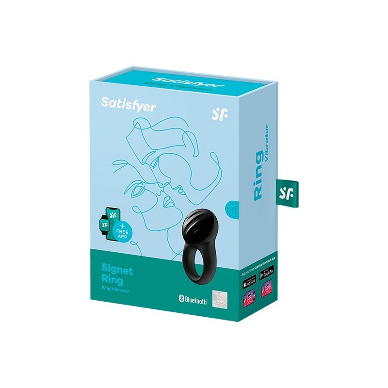 Signet Ring Negro incl. Bluetooth y App - 10 modos - Anilla Recargable