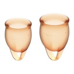 Feel confident Menstrual Cup Orange Set of 2 Vaginal Cups Satisfyer