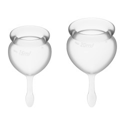 Feel good Menstrual Cup Transparent Set of 2 Vaginal Cups Satisfyer