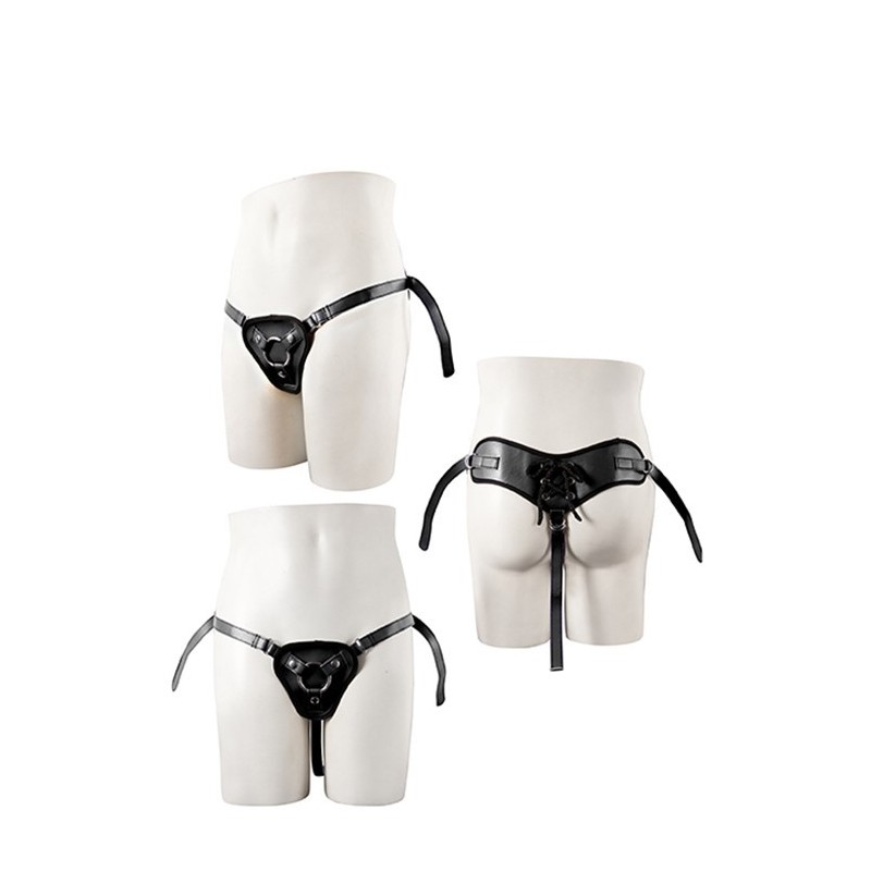 Strapon Synthetic Leather Harness without dildo with 2 rings