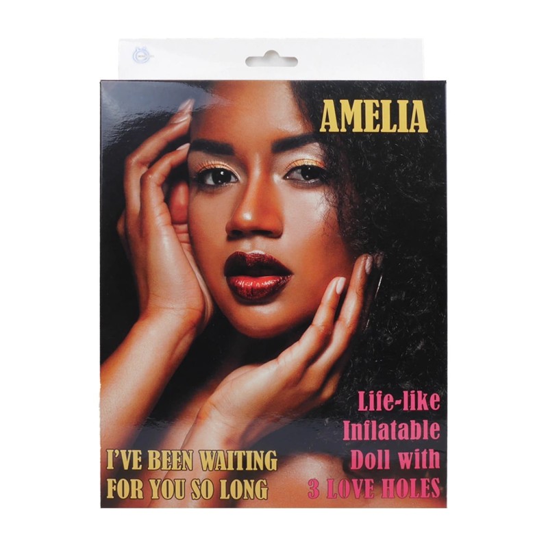 Amelia Black Doll - printed face - 3 holes