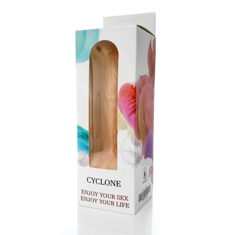 Cyclone Vibrator with Testicles 12 functions Ciber Skin 19.5cm Flesh