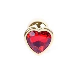Joya Anal Corazón Dorado - Rojo Aluminio - Talla S