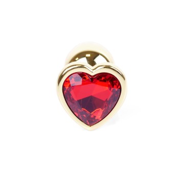 Joya Anal Corazón Dorado - Rojo Aluminio - Talla S 2