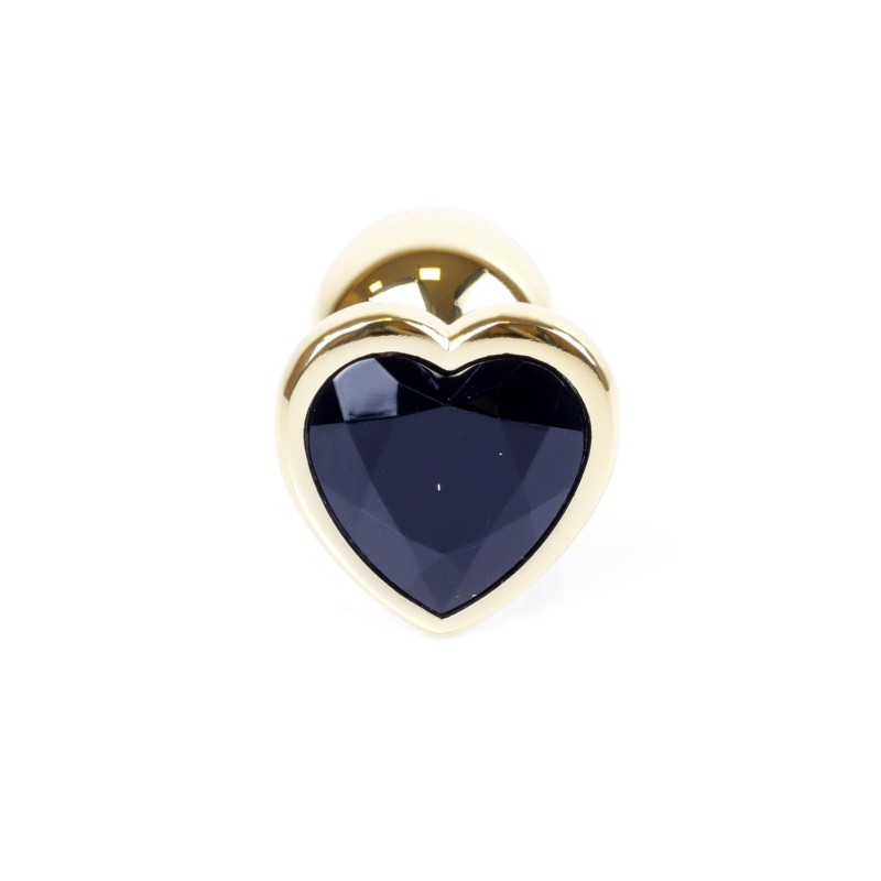 Joya Anal Corazón Dorado - Negro Aluminio - Talla S