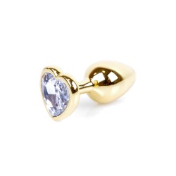 Joya Anal Corazón Dorado - Clear Aluminio - Talla S