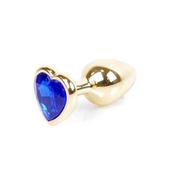 Joya Anal Corazón Dorado - Azul Aluminio - Talla S 2