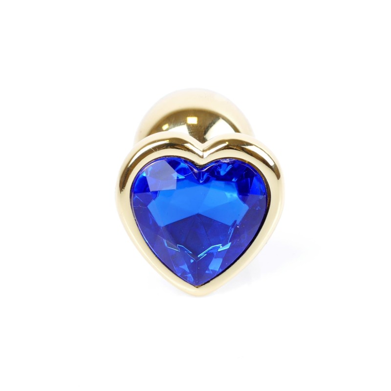 Joya Anal Corazón Dorado - Azul Aluminio - Talla S