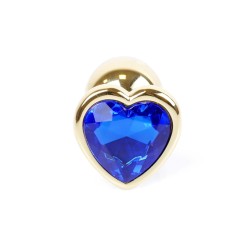 Joya Anal Corazón Dorado - Azul Aluminio - Talla S