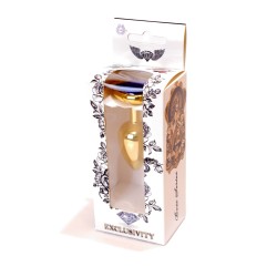Joya Anal Corazón Dorado - Azul Aluminio - Talla S
