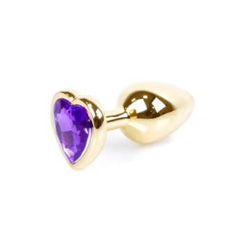 Joya Anal Corazón Dorado - Morado Aluminio - Talla S 2