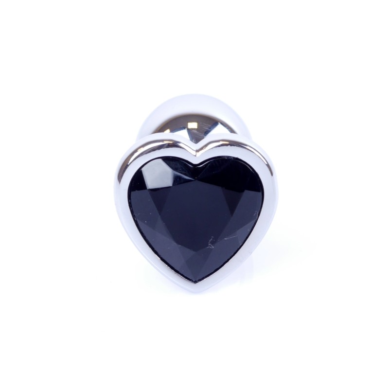 Silver Heart Anal Jewel - Aluminum Black - Size S
