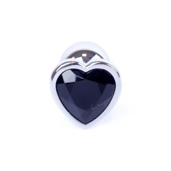 Joya Anal Corazón Plateado - Negro Aluminio - Talla S