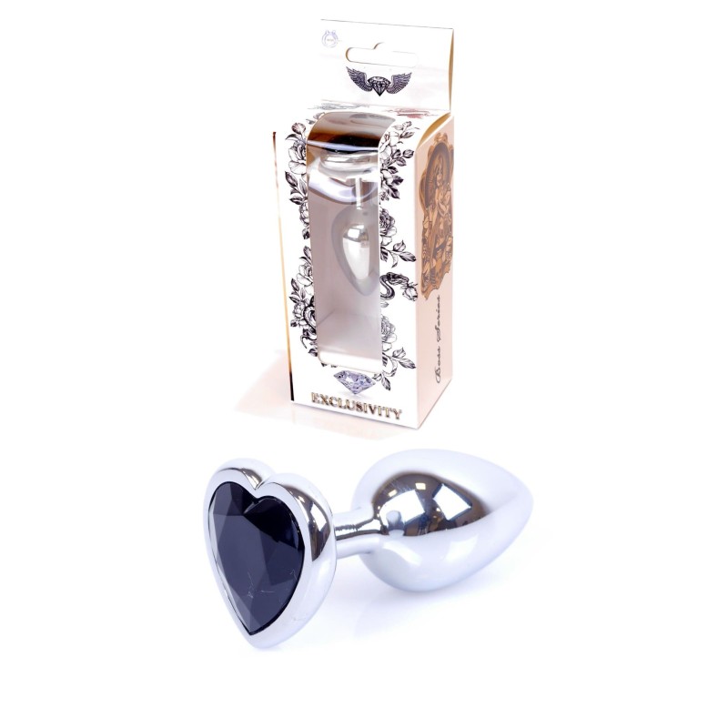 Silver Heart Anal Jewel - Aluminum Black - Size S