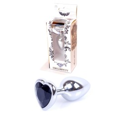 Silver Heart Anal Jewel - Aluminum Black - Size S