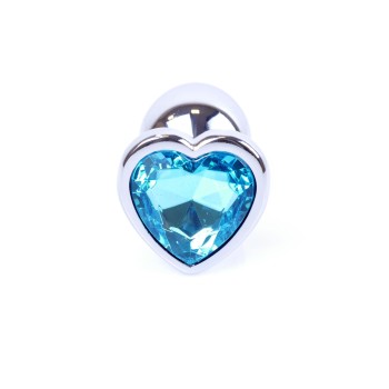 Silbernes Herz Analschmuck - Blau Türkis Aluminium - Größe S 2