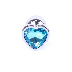 Joya Anal Corazón Plateado - Azul Turquesa Aluminio - Talla S
