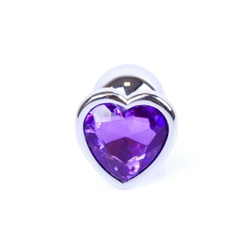 Silver Heart Anal Jewel - Purple Aluminium - Size S 2