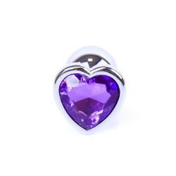 Silver Heart Anal Jewel - Purple Aluminium - Size S