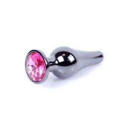 Joya Anal Alargada - Plata Oscurecida - Rosa 9,50x3cm