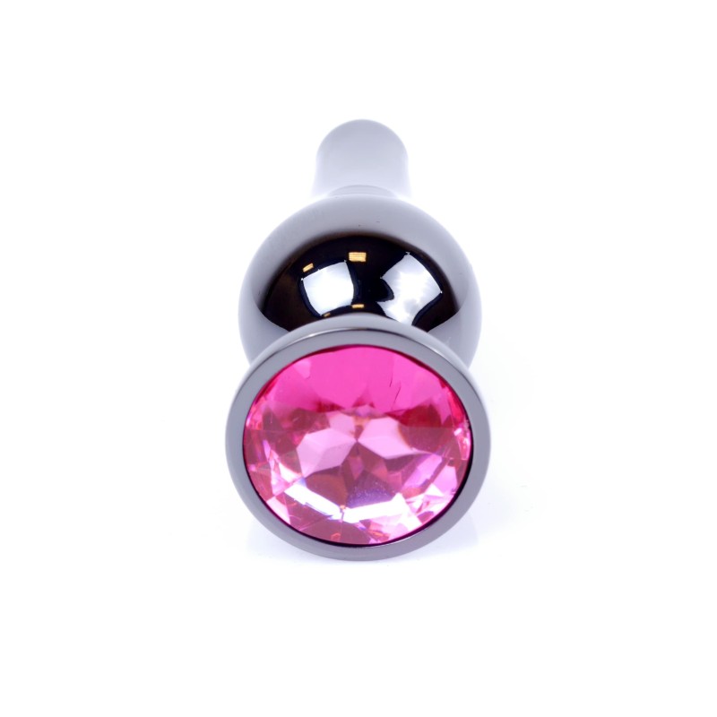 Elongated Anal Jewel - Darkened Silver - Pink 9,50x3cm