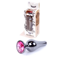 Joya Anal Alargada - Plata Oscurecida - Rosa 9,50x3cm