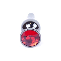 Joya Anal Alargada - Plata Oscurecida - Rojo 9,50x3cm