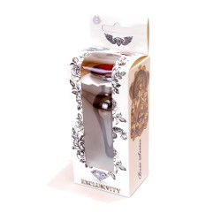 Joya Anal Alargada - Plata Oscurecida - Rojo 9,50x3cm