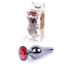 Elongated Anal Jewel - Darkened Silver - Red 9,50x3cm
