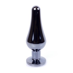 Joya Anal Alargada - Plata Oscurecida - Negro 9,50x3cm