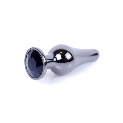 Elongated Anal Jewel - Darkened Silver - Black 9,50x3cm