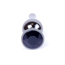 Joya Anal Alargada - Plata Oscurecida - Negro 9,50x3cm