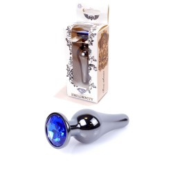 Elongated Anal Jewel - Darkened Silver - Blue 9,50x3cm