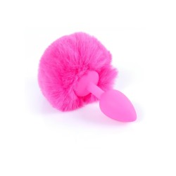 Pink Rabbit Tail with Plug Anal Silicone S 6.5 x 2.7cm