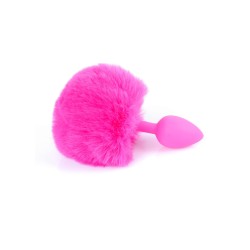Pink Rabbit Tail with Plug Anal Silicone S 6.5 x 2.7cm