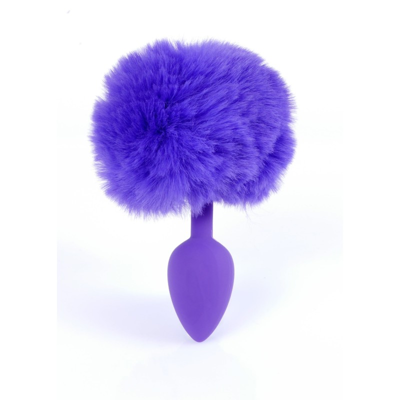 Purple Rabbit Tail with Anal Silicone Plug S 6.5 x 2.7cm